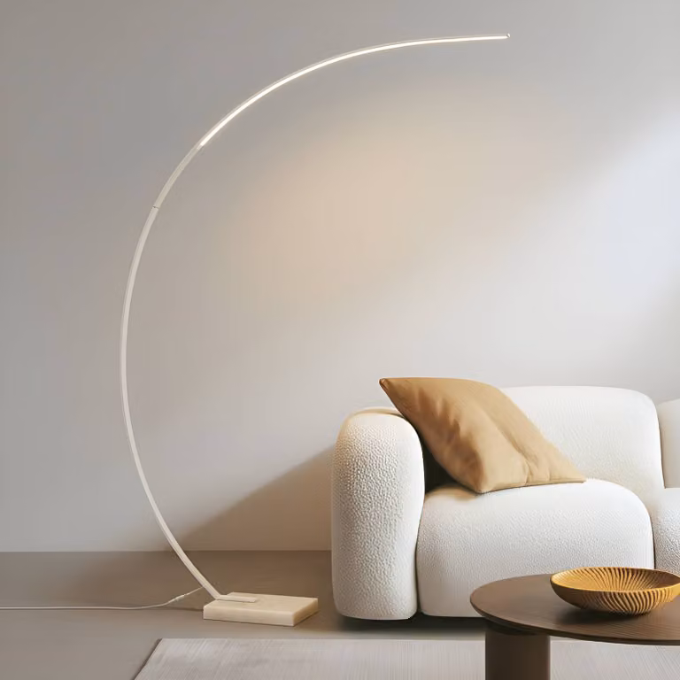 Lindby Kendra Booglamp - Modern wit/opaal - Dimbaar - Metaal en Glas
