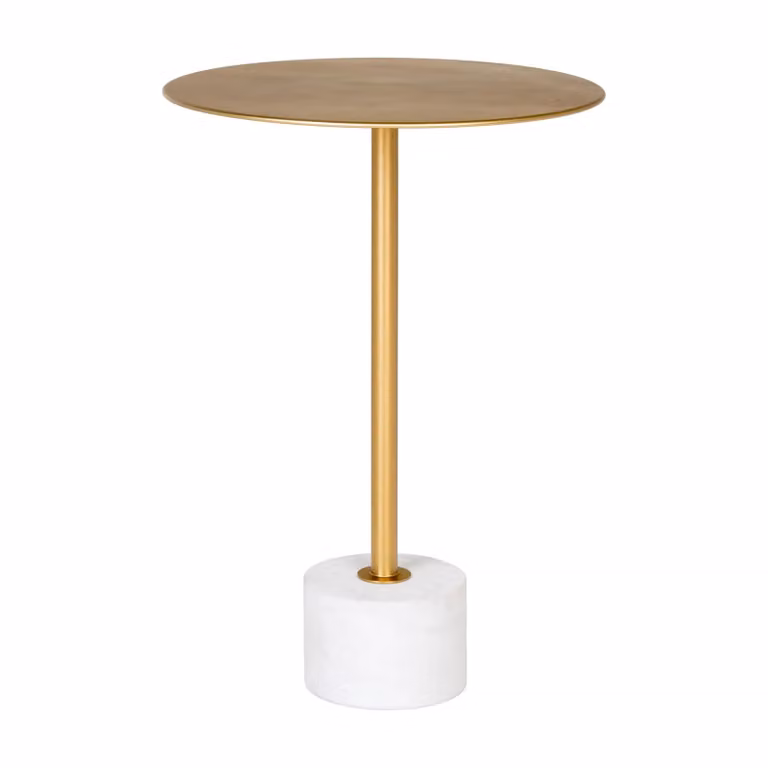 QUVIO Bijzettafel Marmer en Goud - Ø41 x 58 cm