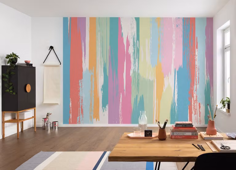 home24 Fotobehang Color Rain Abstract Modern Multicolour Breedte: 350 cm, Hoogte: 250 cm
