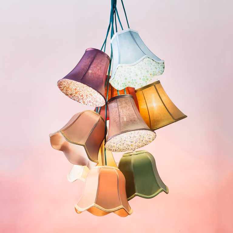 Kare Saloon Flowers Design Hanglamp Multicolor met Textiel en Metaal, Dimbaar