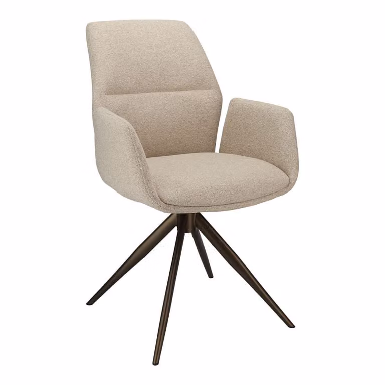 Eetkamerstoel Willow met bronze onderstel en armleuningen
