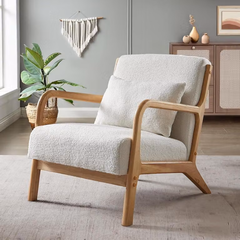 Fauteuil Marie - Scandinavische leunstoel in vintage design - Wit - B/D/H: 84 x 65 x 74 cm