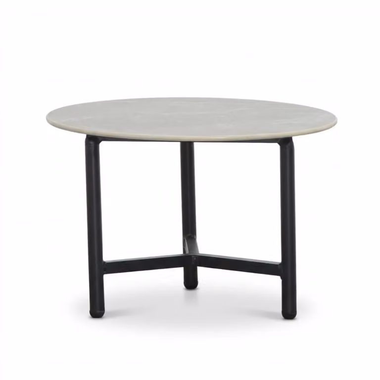 LUX outdoor living Logan koffietafel - Sintered stone en aluminium - Marble Grey - Diameter: 50 cm