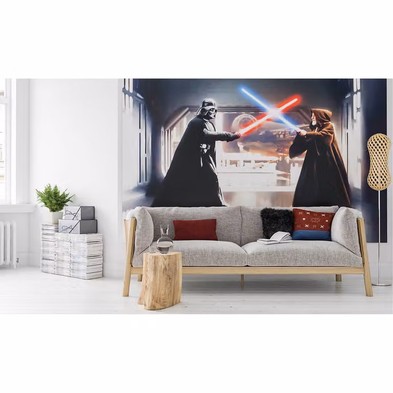home24 Fotobehang Star Wars Vader vs. Kenobi, Breedte: 300 cm, Hoogte: 200 cm