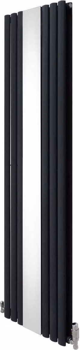 Monster Shop Ovaal radiator met spiegeloppervlak en chroomkleurige thermostaatventielen, Anthracietgrijs, 1800 x 500 mm