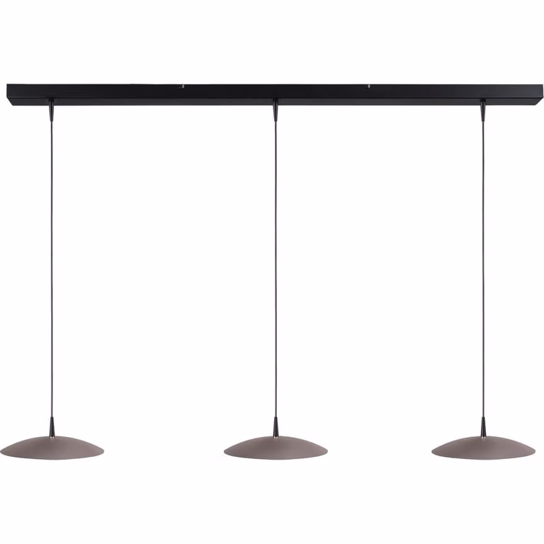Masterlight Scala 3-lichts hanglamp zwart met nikkel, Lengte: 130 cm, Diameter: 25 cm