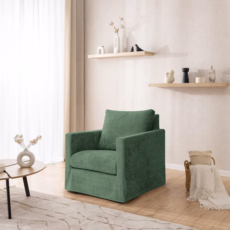 home24 Extra hoes voor fauteuil Chenille Cristy groen B/D/H: 84 x 89 x 95 cm
