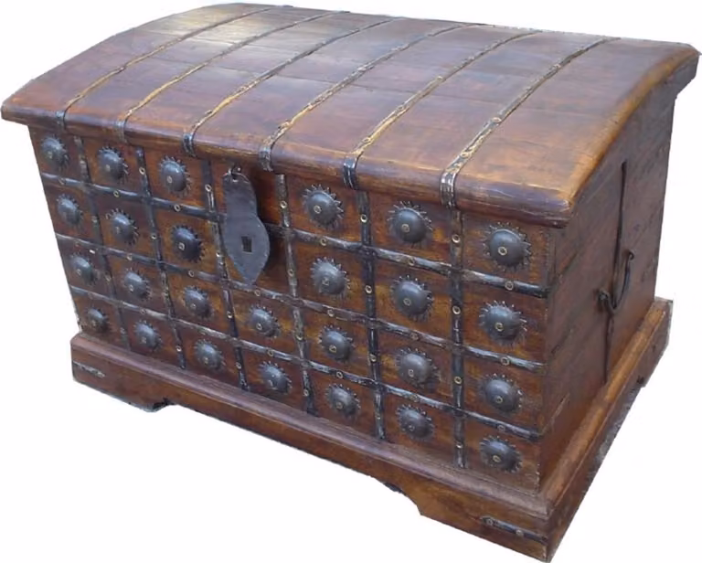 Houten Opbergkist in Koloniale Stijl - Bruin - B/D/H: 68 x 45 x 42 cm
