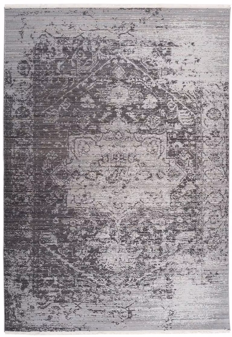 Padiro Elegant Laagpolig Vloerkleed - Lichtgrijs - Oosters Vintage Patroon - 120 x 170 cm