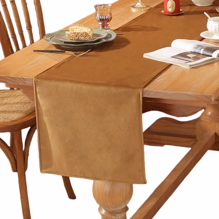 Bruine Moderne Velours Tafelrunner voor Eetkamers en Feestjes, 33 x 140 cm