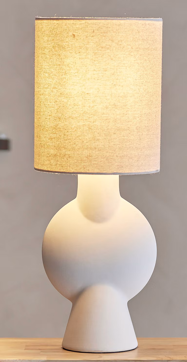 Bloomingville Sergio tafellamp beige keramiek en textiel E27 H: 55 cm, B: 21 cm, D: 21 cm
