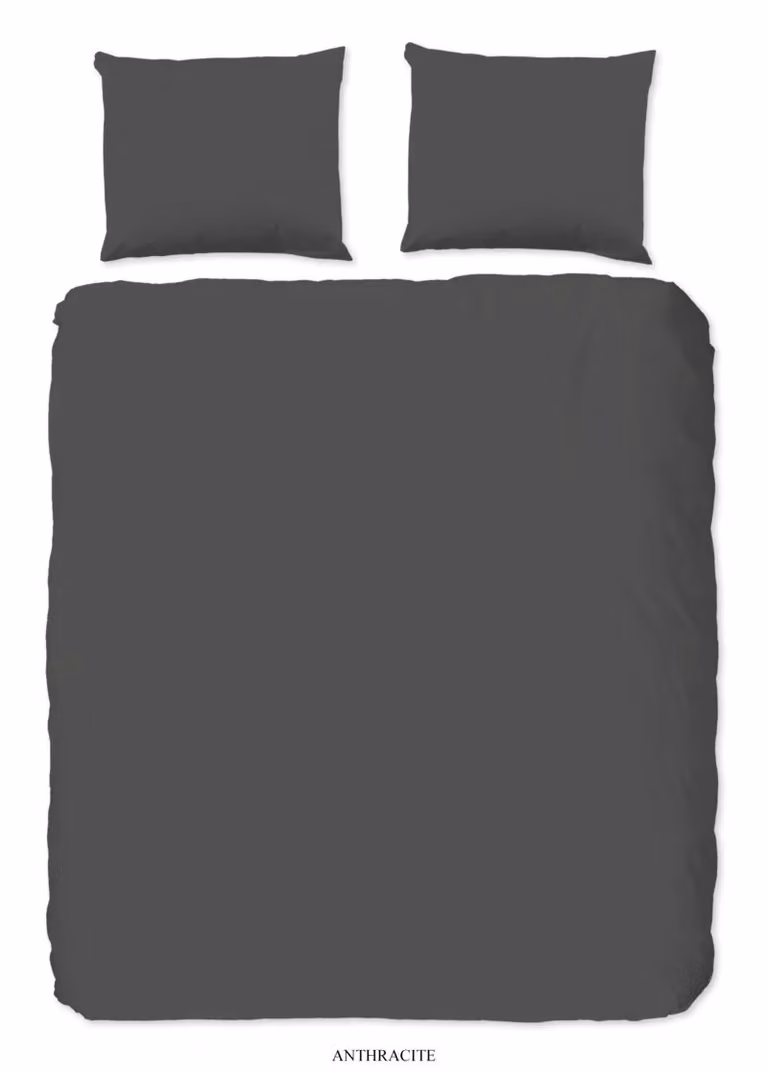 HIP Dekbedovertrek Uni Dessin Mako Satijn - Antraciet/Zwart - 240 x 200/220 cm