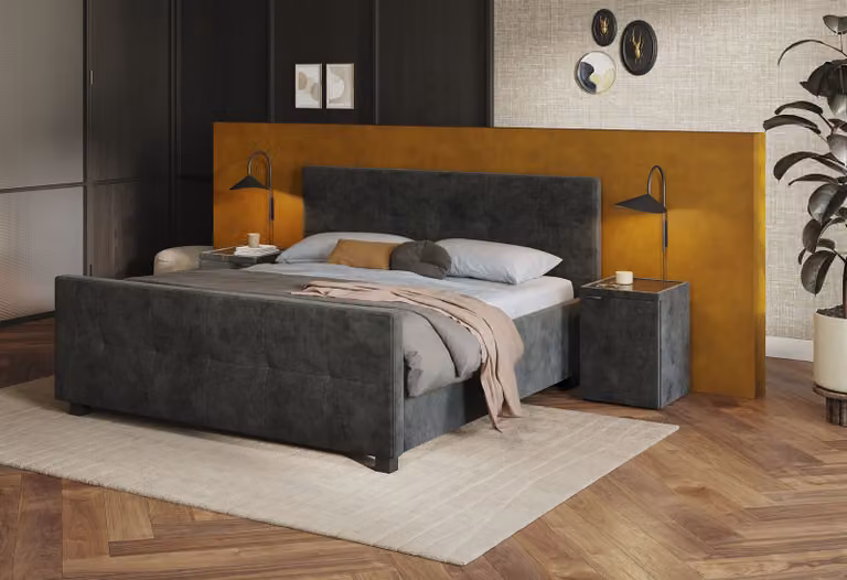 Home 365 Bedframe Home Seasons Swiss Sense - Grijs - Gestoffeerd
