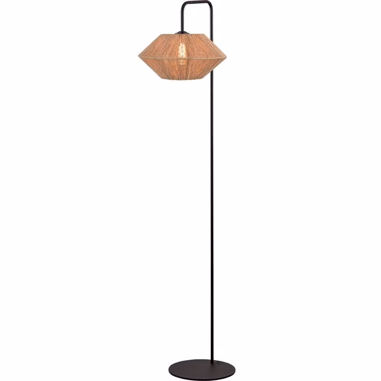 Masterlight Vloerlamp Bicono met Rattan Kap, Bruin - Hoogte: 152 cm, Diameter: 35 cm
