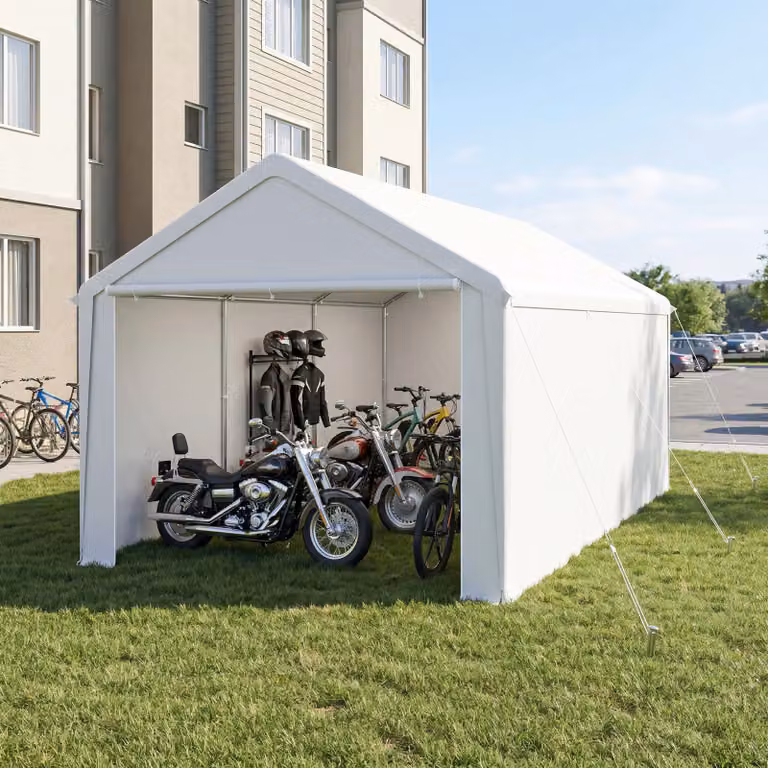ACXIN multifunctionele carport-paviljoen met afneembare zijwanden, UV- en waterbescherming, wit, 3 x 6 meter