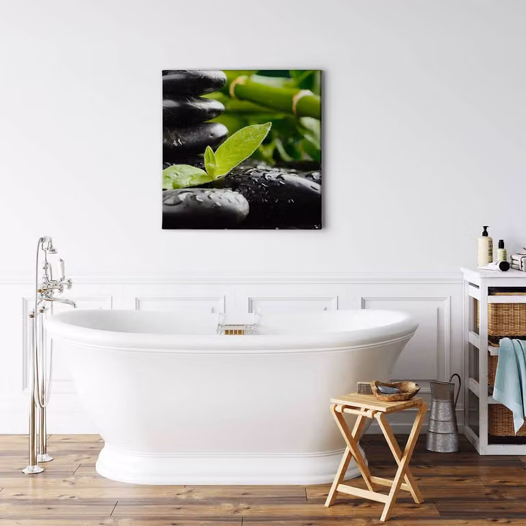home24 Zen Stones Bamboe Wanddecoratie Groen 50 x 50 cm
