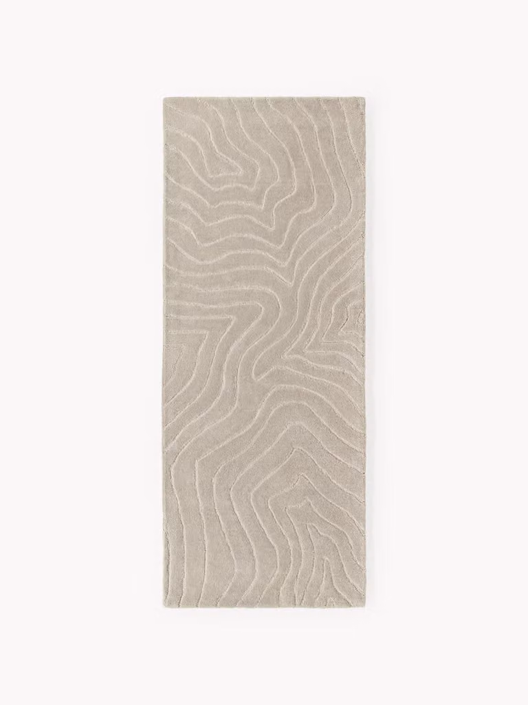 Westwing Collection Handgetufte wollen loper Aaron met golvend patroon