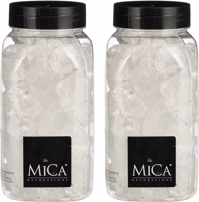 Mica Decorations decoratiesteentjes groot transparant siergrind 2x 650 ml 25-30 mm