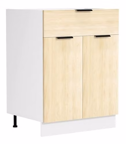 VCM Keukenkast Fasola met deuren en lades, Eiken Wit, Breedte: 60 cm, Hoogte: 82 cm, Diepte: 46 cm