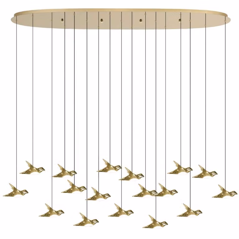 Paratebueno Stars of Light 17-lichts hanglamp messing/goud