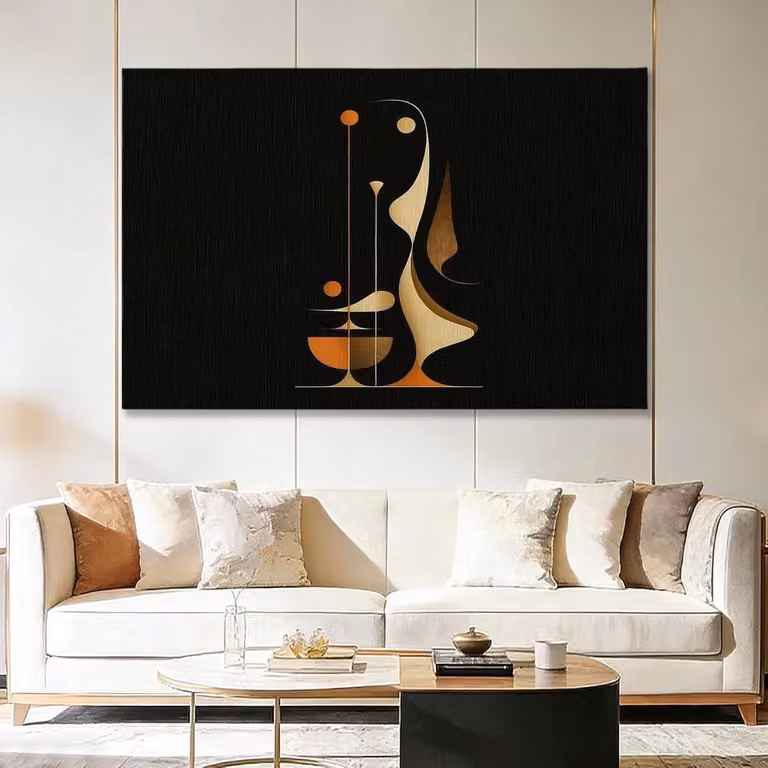 Canvas Schilderij Graphic Wandafbeelding Zwart B: 90 cm, H: 60 cm