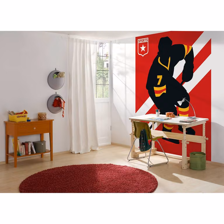 home24 Fotobehang Ice Hockey Abstract Rood Vlies Premium B: 200 cm