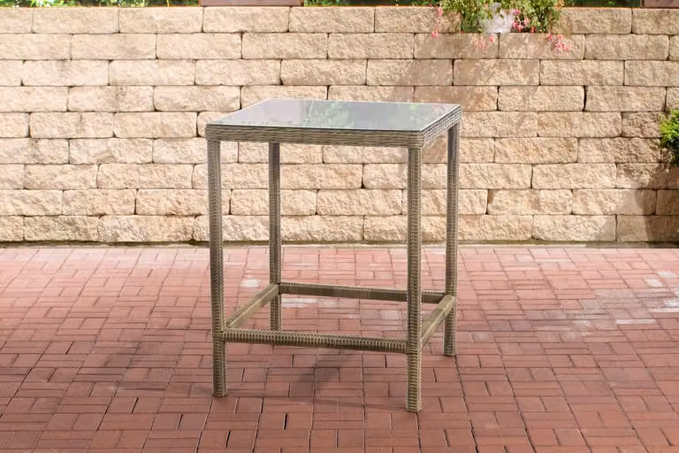CLP Trading Alia Polyrattan tuintafel met glazen blad, naturel
