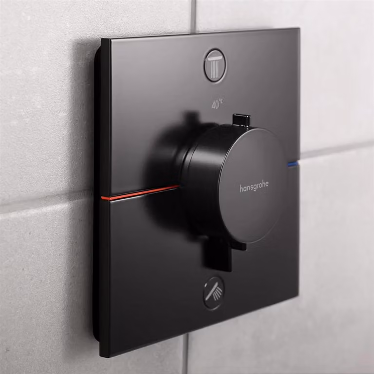 Hansgrohe ShowerSelect Com.E Thermostaat met 2 uitgangen, mat zwart, met safety stop