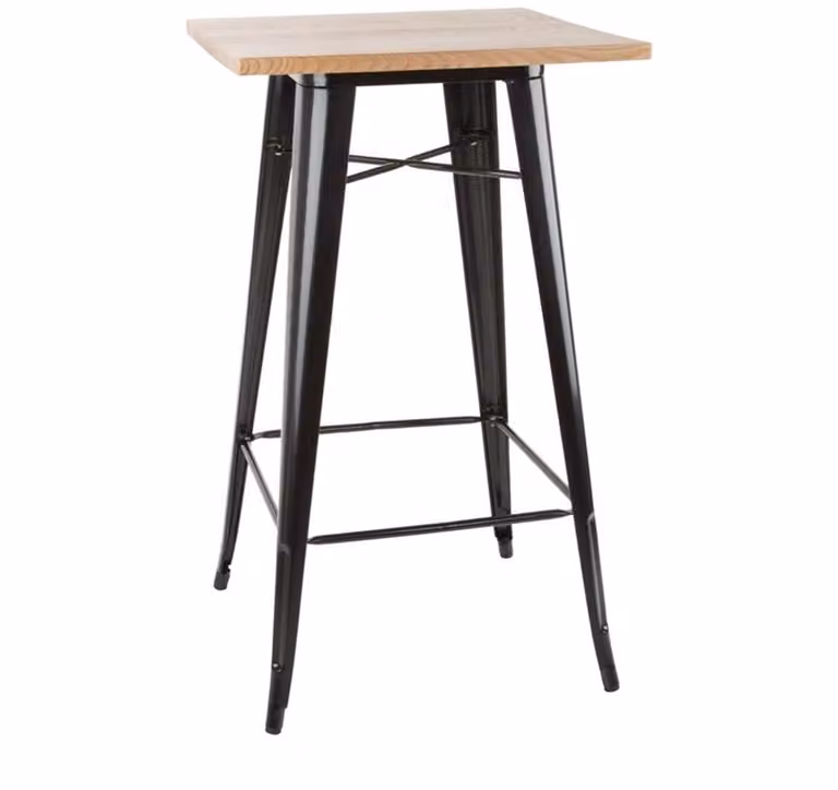 Bolero Bistro Bartafel met Houten Blad Zwart FB595 - B: 60 cm, D: 60 cm, H: 104 cm