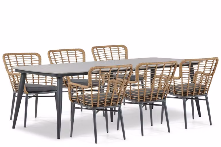 Lifestyle Garden Furniture Toledo/Vienna dining tuinset van gepoedercoat aluminium, 240 cm, antraciet/bruin/grijs