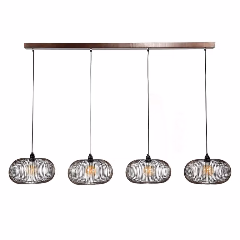 Nest of Nora Sona Hanglamp - 4-lichts eetkamerlamp - Zwart nikkel - E27 fitting