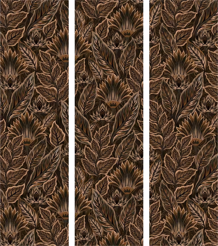 Japans Kamerscherm Dense Vegetation – 3-delig – Bruin – Houten Frame – B/D/H: 135 x 172 cm