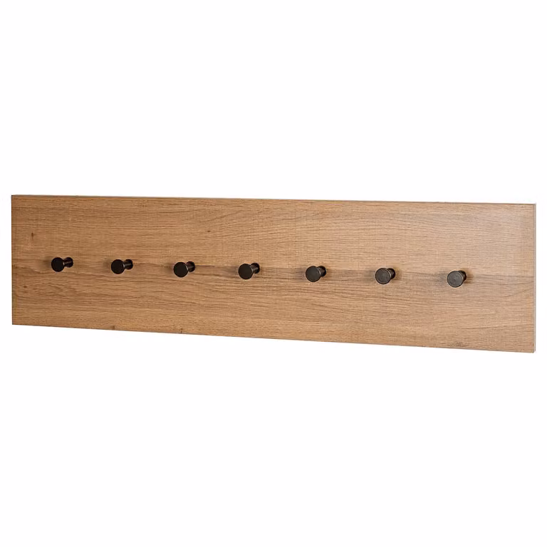 HAKU Kapstoklijst donker eiken met 7 haken, zwart/bruin, B 80 cm x H 20 cm x D 5 cm