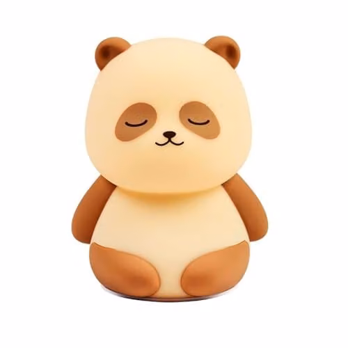 Nattou Led-panda Nachtlampje van Siliconen - Beige - 12 cm