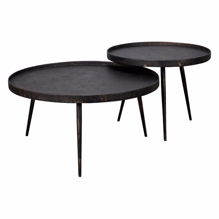 Nest of Nora salontafel rond - set van 2 - grijs - B/D/H: 76 x 40 x 40 cm
