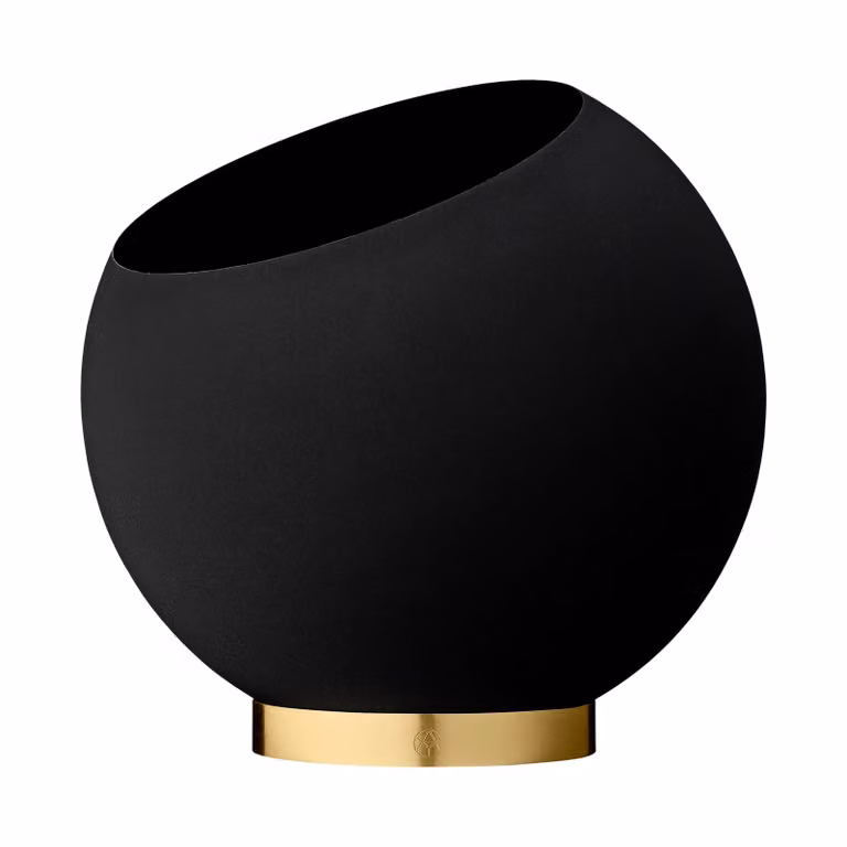 AYTM Globe bloempot zwart, ronde glazen vaas met een diameter van 30 cm