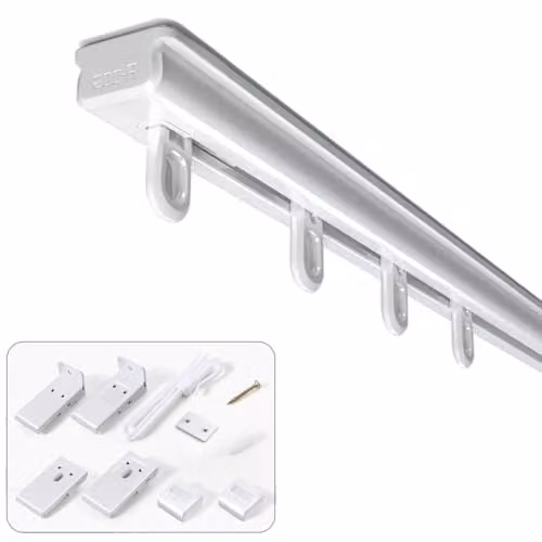 Sekey Aluminium Gordijnrail, Telescopische en Verstelbare Gordijnroede, Wit, 115-210 cm