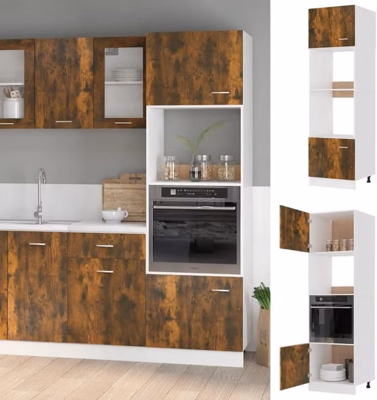 Keuken Hoge Kast Rookeik met Flexibele Deurplaatsing - B/D/H: 60 x 57 x 207 cm