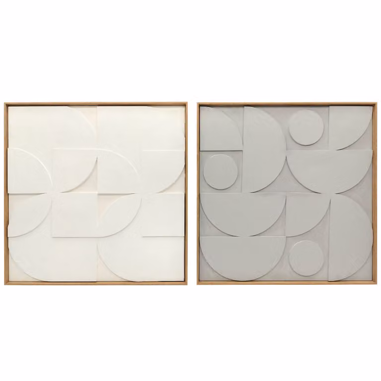 HOMCOM Wanddecoratie Set van 2 Geometrisch Modern 3D Wit, 80 x 3,5 x 80 cm
