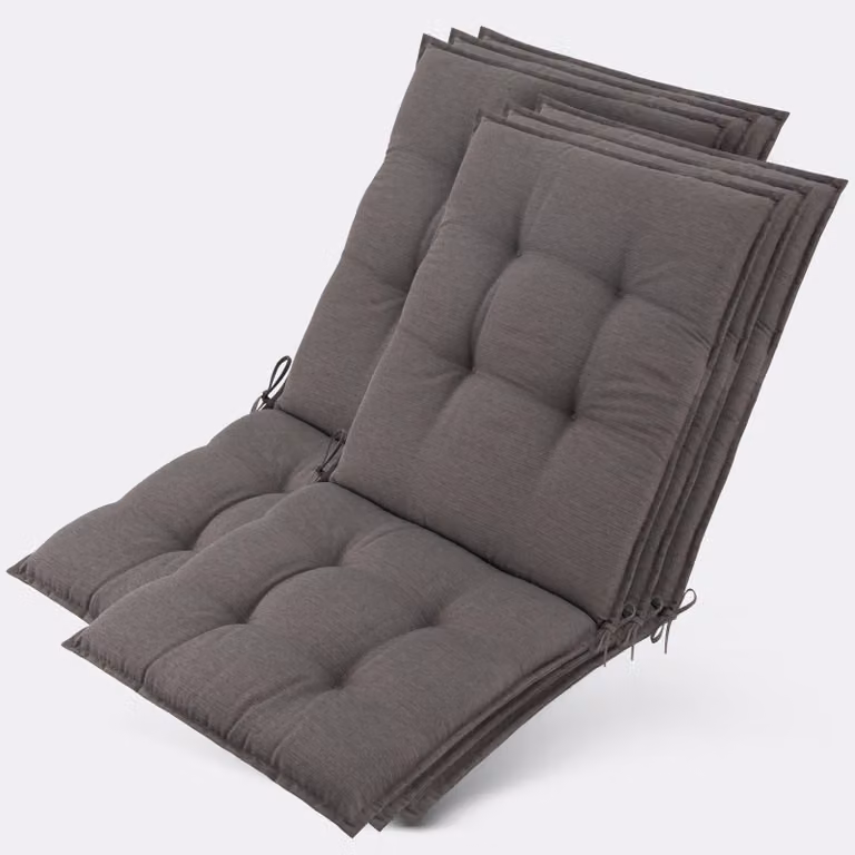 Beautissu set van 6 zonnedekpads Model NL - Taupe - B: 105 cm, D: 50 cm, H: 8 cm