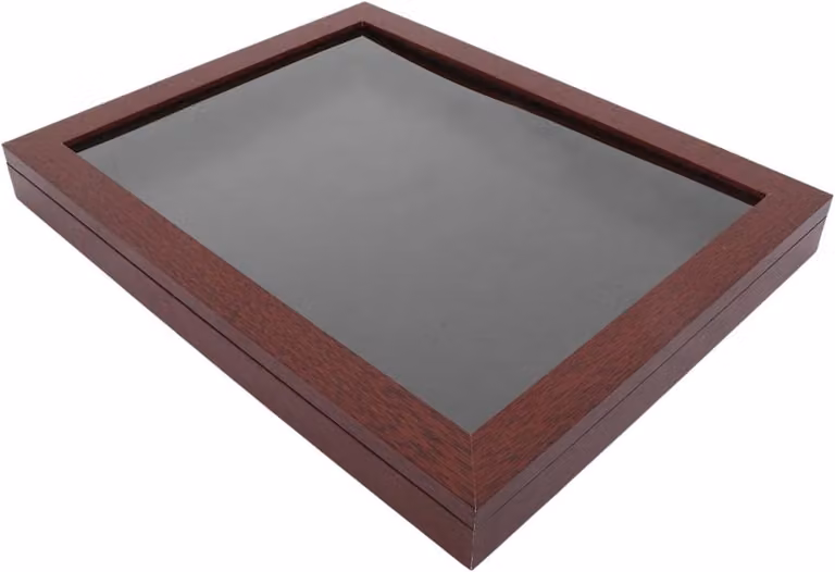 Vitrine voor shirts - Bruin shirtframe displaydoos met transparant glas - 358 x 28 cm