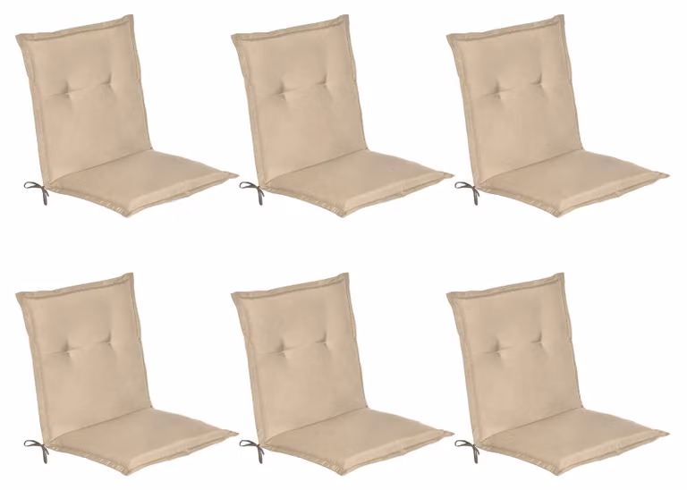 Beautissu 6-delige set tuinstoel kussens met lage rugleuning Loft NL, naturel, 100 x 50 x 6 cm