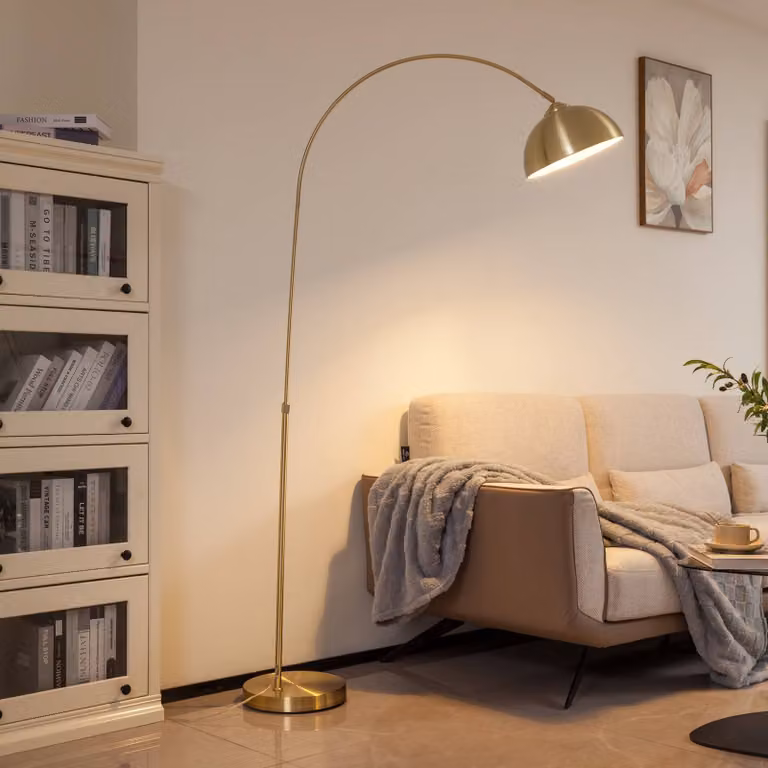 Lindby Booglamp Modern Goud/Messing Metaal Hoogteverstelbaar