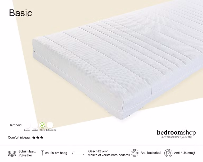 Bedroomshop Pocketveermatras Basic met comfortschuim voor volwassenen