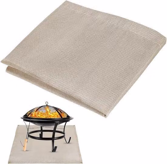 Famanu Hittebestendige grillmat, 93 x 80 cm - Brandwerende beschermmat voor vuurkorven en open haarden