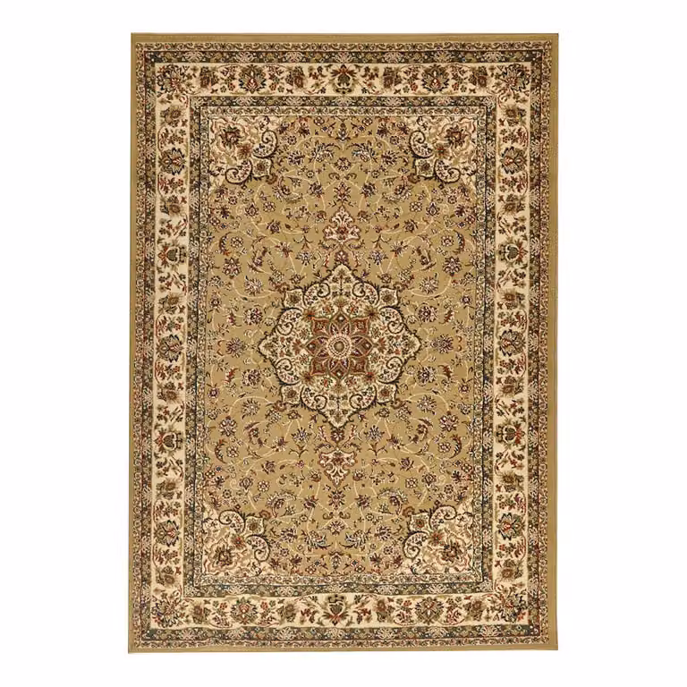 home24 Laagpolig vloerkleed Hamadan bruin/camel B: 200 cm, D: 300 cm, platweefsel