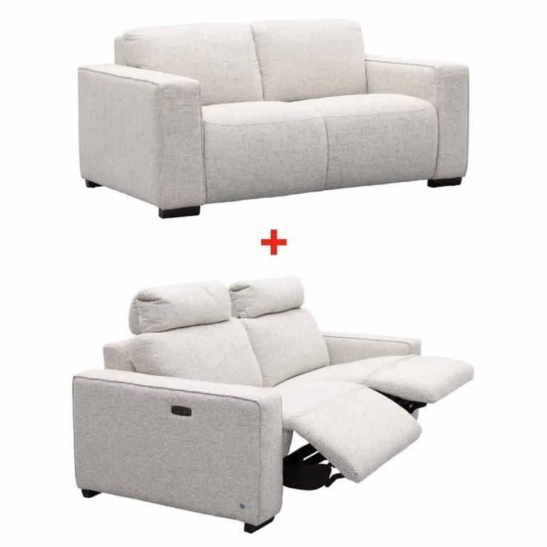 Budget Home Store Bank Rik 2,5-zits met 2 relaxfuncties, verstelbare hoofdsteunen en USB-poorten