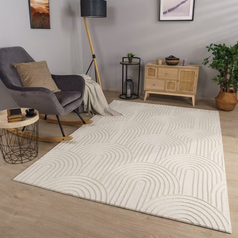 TT Home Woonkamertapijt Geometrisch Skandi Boho Beige Polyester B/D: 120 x 160 cm