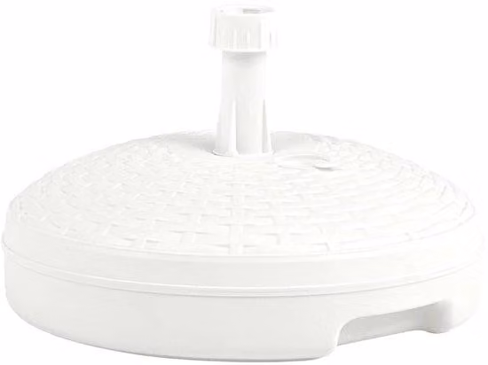 Witte Parasolvoet met Rotan Look - Vulbaar 20 Liter - Parasolstandaard voor Tuin en Balkon - Geschikt voor Parasolstok Ø 19-33 mm - Weersbestendig