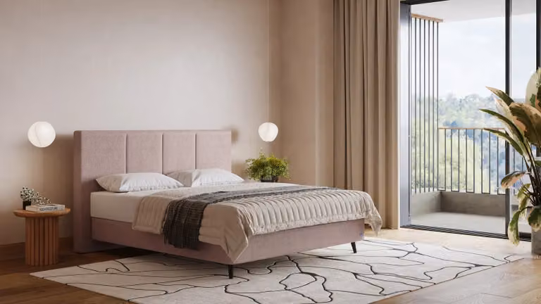 BRUNO Supreme boxspring met luxe Pulse-Latex-matras en pocketvering in blush rose, B/D: 140 x 200 cm